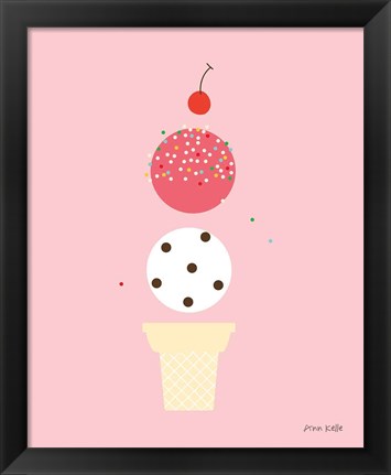 Framed Ice Cream and Cherry II Print