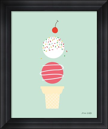 Framed Ice Cream and Cherry I Print