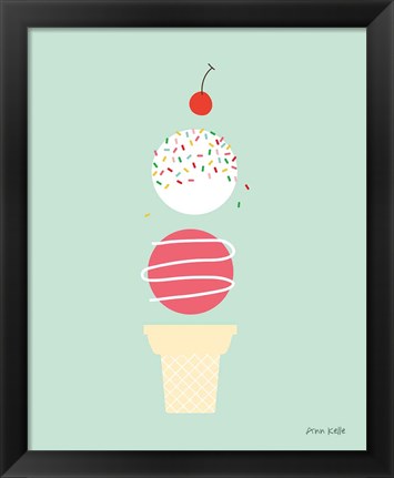 Framed Ice Cream and Cherry I Print