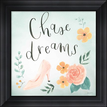 Framed Chase Dreams I Green Print