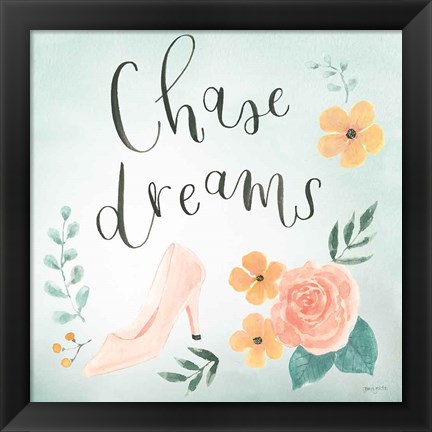 Framed Chase Dreams I Green Print