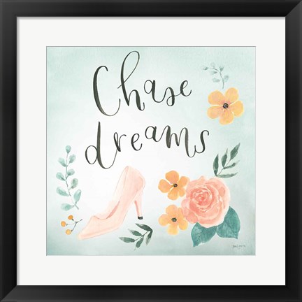 Framed Chase Dreams I Green Print