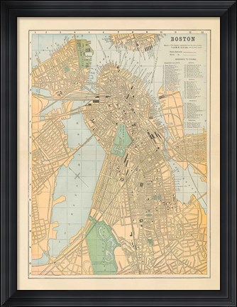 Framed Boston Map Print