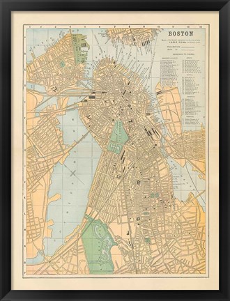 Framed Boston Map Print