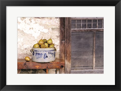 Framed Bushel and a Peck Crock of Pears Print