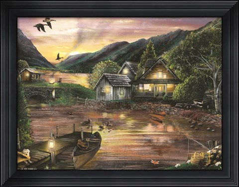 Framed Lakefront Camping II Print