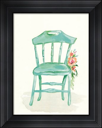 Framed Floral Chair IV Print