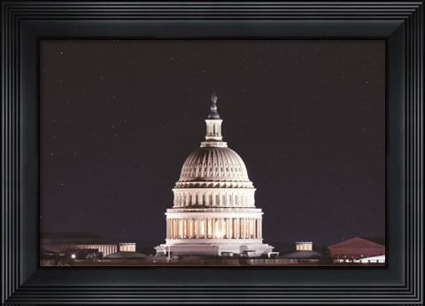 Framed US Capital at Night Print