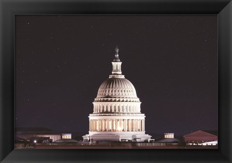 Framed US Capital at Night Print