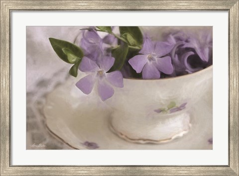 Framed Violet Teacup I Print