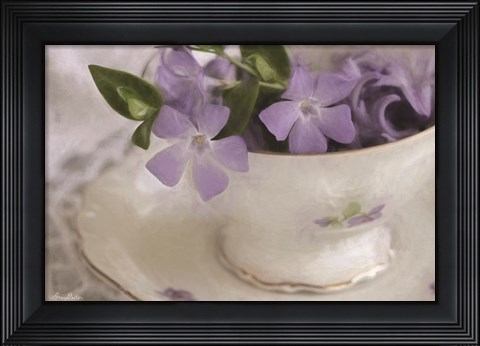 Framed Violet Teacup I Print