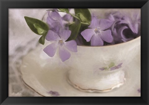 Framed Violet Teacup I Print