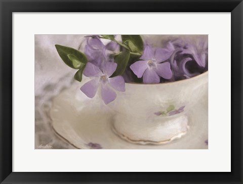 Framed Violet Teacup I Print