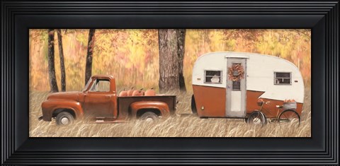 Framed Fall Camping with bike Print