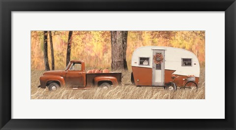 Framed Fall Camping with bike Print