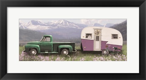 Framed Spring Camping with Bike Print