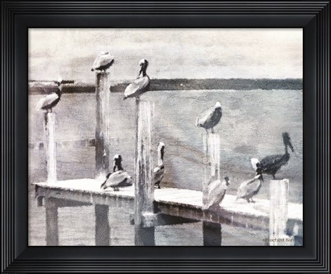 Framed Birds on a Pier Print
