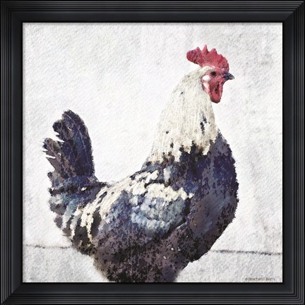 Framed Rooster Blue Print