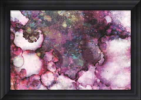 Framed Abstract Violet Ink Wash Print