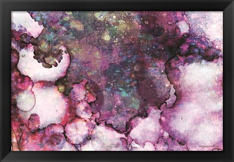 Framed Abstract Violet Ink Wash Print