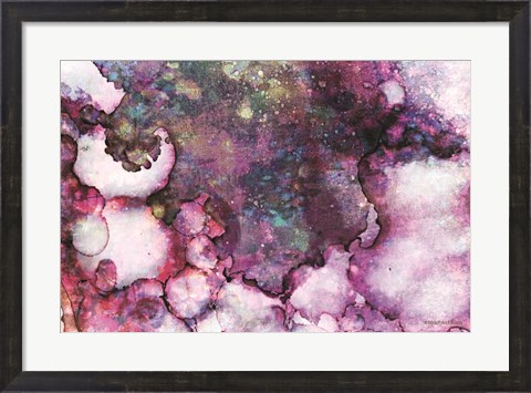 Framed Abstract Violet Ink Wash Print