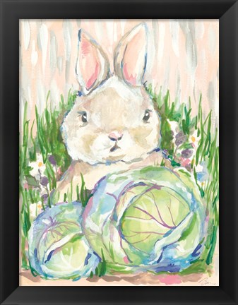 Framed Bunny in the Cabbage Patch Print