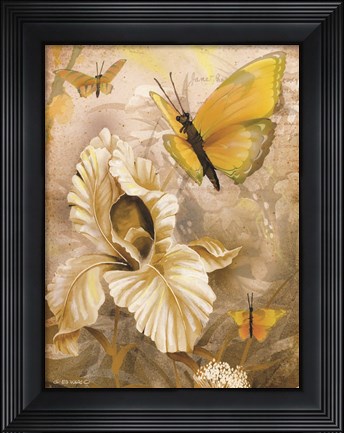 Framed Flower &amp; Butterflies I Print