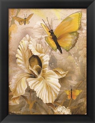 Framed Flower &amp; Butterflies I Print