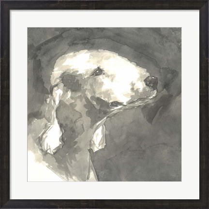 Framed Sepia Modern Dog I Print