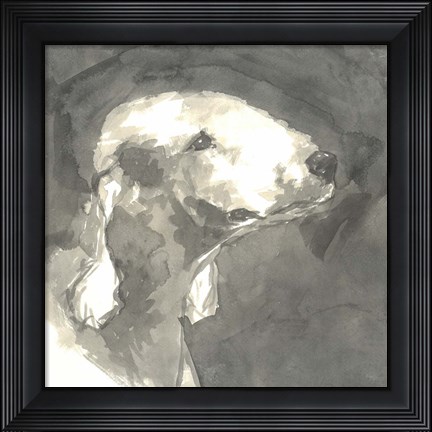 Framed Sepia Modern Dog I Print