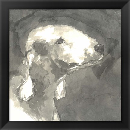 Framed Sepia Modern Dog I Print