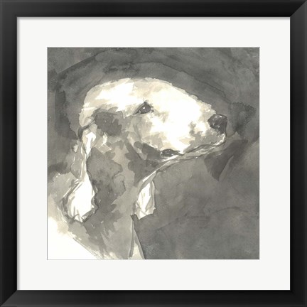 Framed Sepia Modern Dog I Print