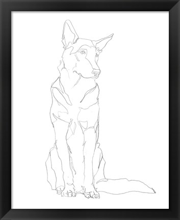 Framed Dog Contour I Print