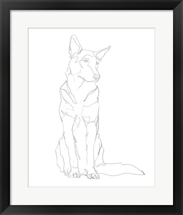 Framed Dog Contour I Print