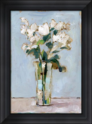 Framed White Floral Arrangement I Print