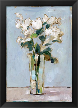 Framed White Floral Arrangement I Print