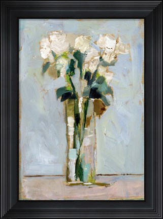 Framed White Floral Arrangement II Print