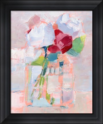 Framed Abstract Flowers in Vase I Print