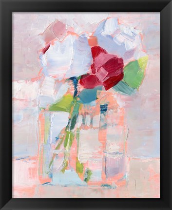 Framed Abstract Flowers in Vase I Print