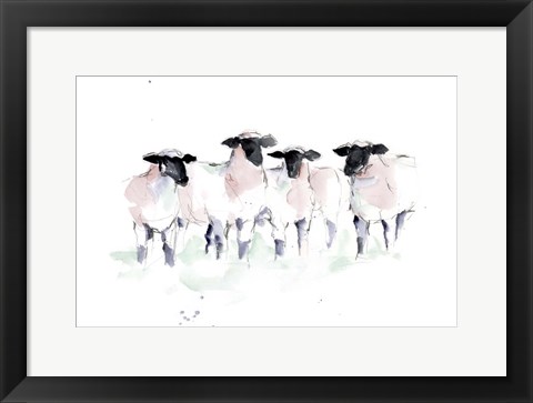 Framed Minimalist Watercolor Sheep II Print