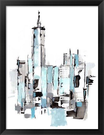 Framed Blue City II Print