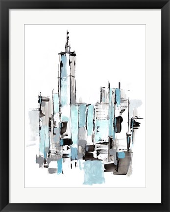 Framed Blue City II Print