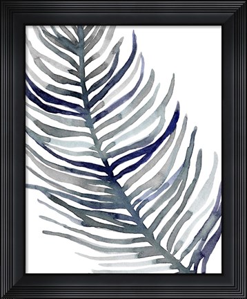 Framed Blue Feathered Palm I Print