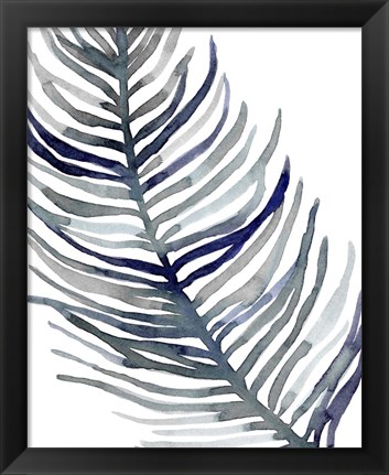 Framed Blue Feathered Palm I Print