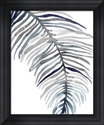 Framed Blue Feathered Palm II Print