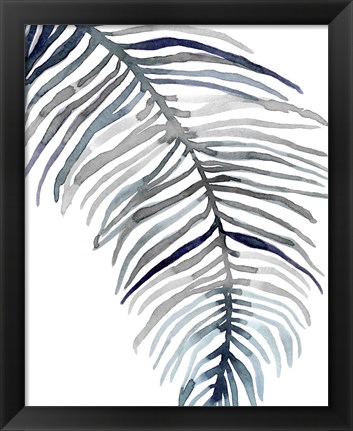 Framed Blue Feathered Palm II Print