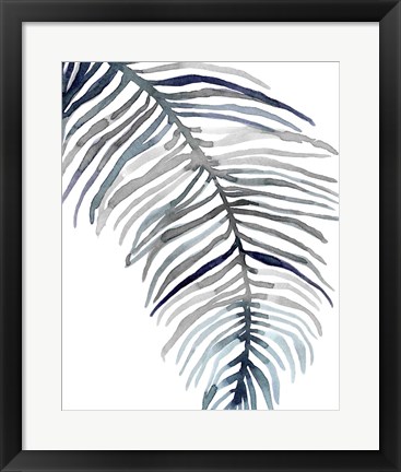 Framed Blue Feathered Palm II Print