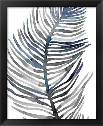 Framed Blue Feathered Palm III Print
