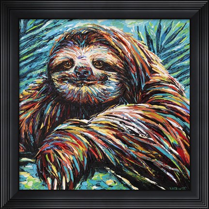 Framed Painted Sloth I Print