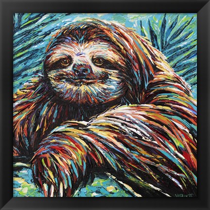 Framed Painted Sloth I Print